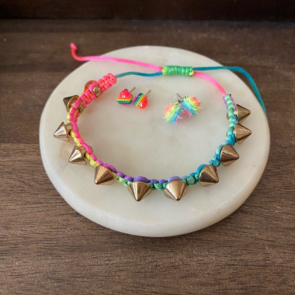 Neon bracelet and earrings